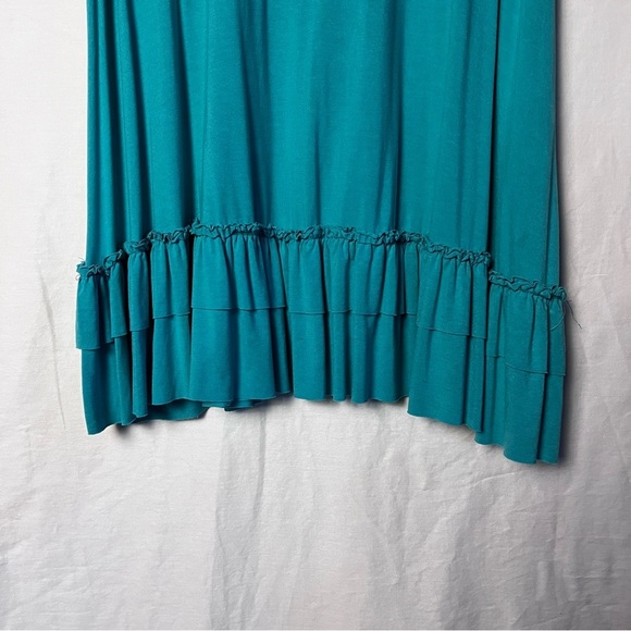 Easel | Green Ruffle Hem Short Sleeve Tunic, Large - Picture 3 of 6